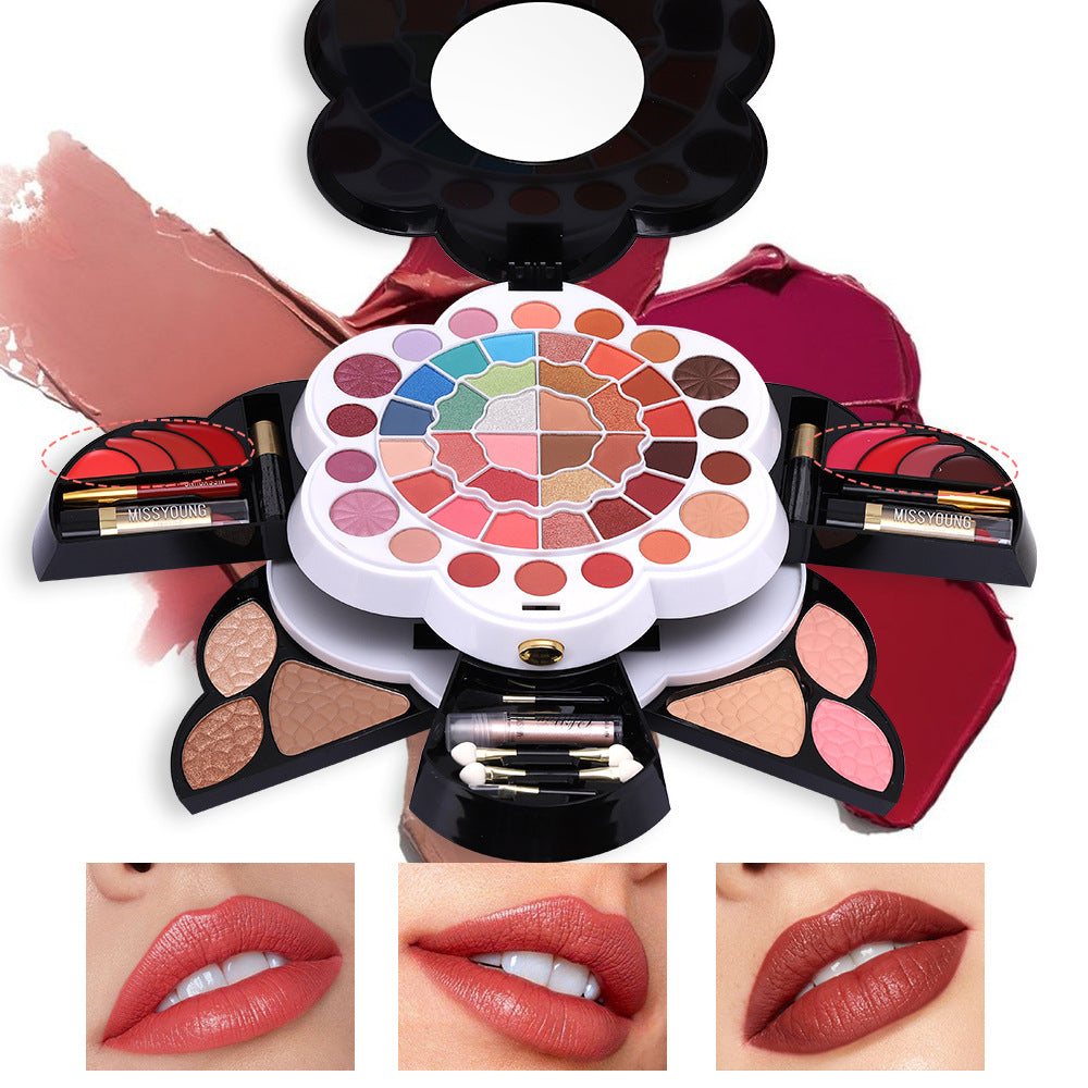 European and American Multi-Color Shimmer Matte Eye Shadow Blush High Gloss Lipstick Cosmetics Makeup Set