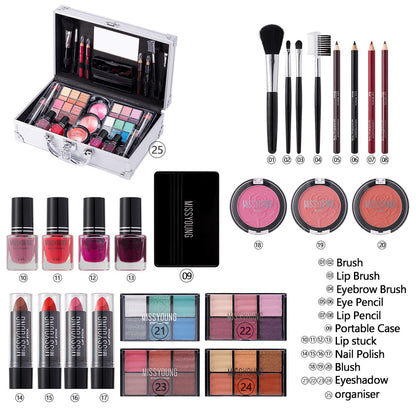 Makeup Combination Lipstick Blush Lip Liner European and American Matte Shimmer Eye Shadow Plate Suit Makeup Palette