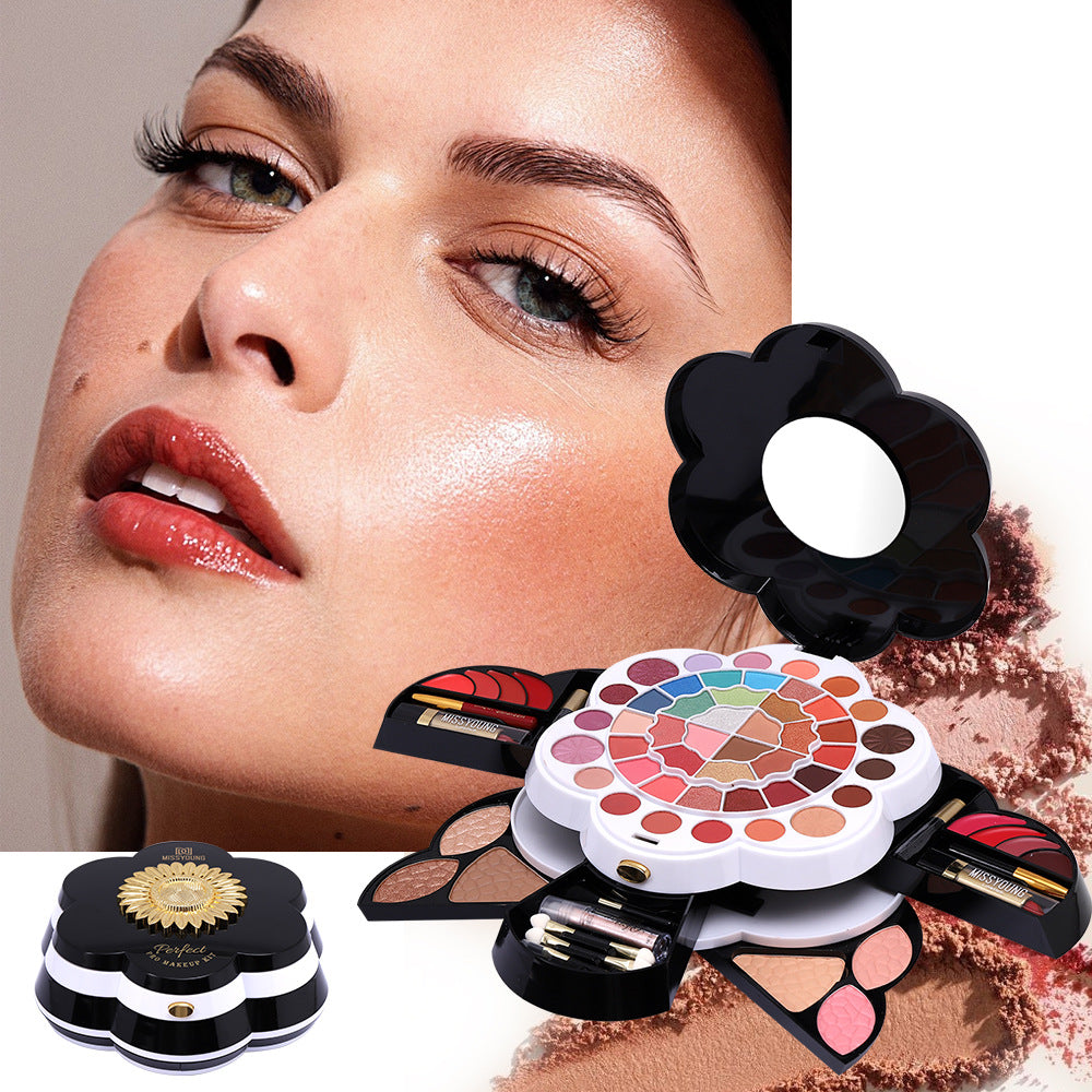 European and American Multi-Color Shimmer Matte Eye Shadow Blush High Gloss Lipstick Cosmetics Makeup Set