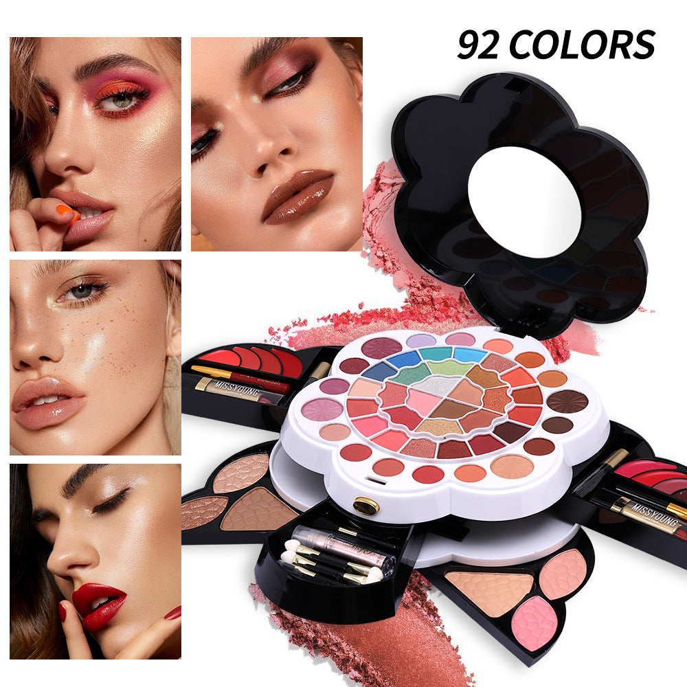 European and American Multi-Color Shimmer Matte Eye Shadow Blush High Gloss Lipstick Cosmetics Makeup Set