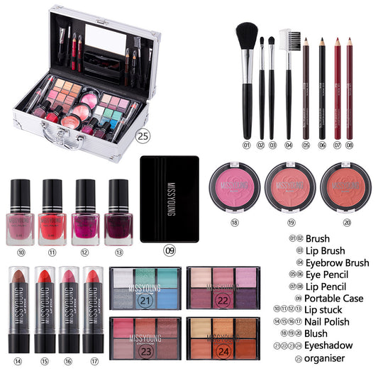 Makeup Combination Lipstick Blush Lip Liner European and American Matte Shimmer Eye Shadow Plate Suit Makeup Palette
