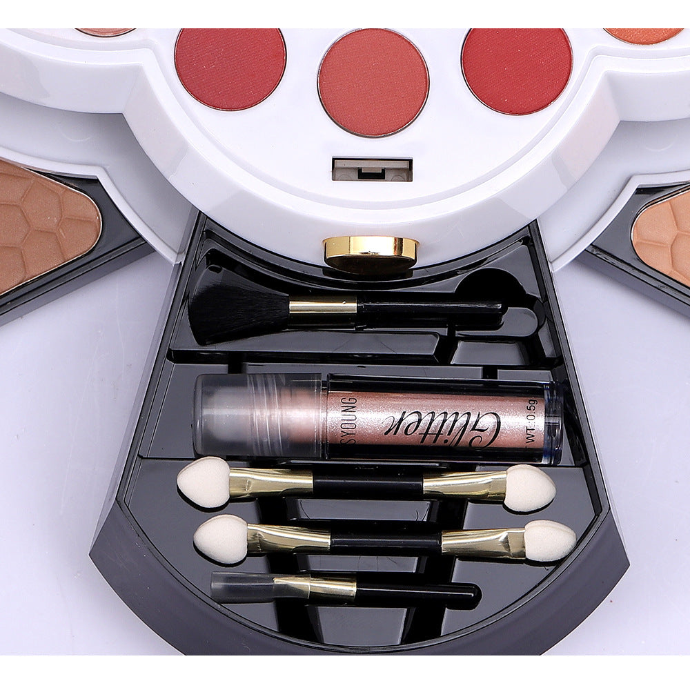 European and American Multi-Color Shimmer Matte Eye Shadow Blush High Gloss Lipstick Cosmetics Makeup Set