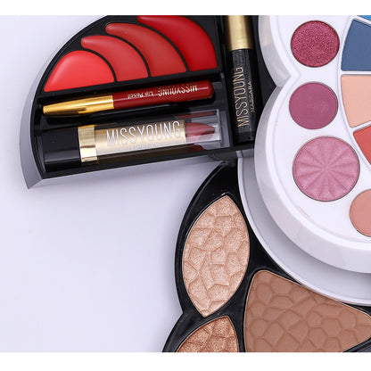 European and American Multi-Color Shimmer Matte Eye Shadow Blush High Gloss Lipstick Cosmetics Makeup Set