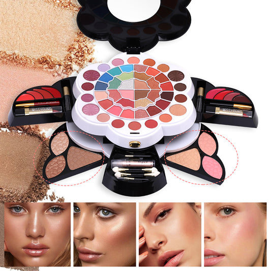 European and American Multi-Color Shimmer Matte Eye Shadow Blush High Gloss Lipstick Cosmetics Makeup Set