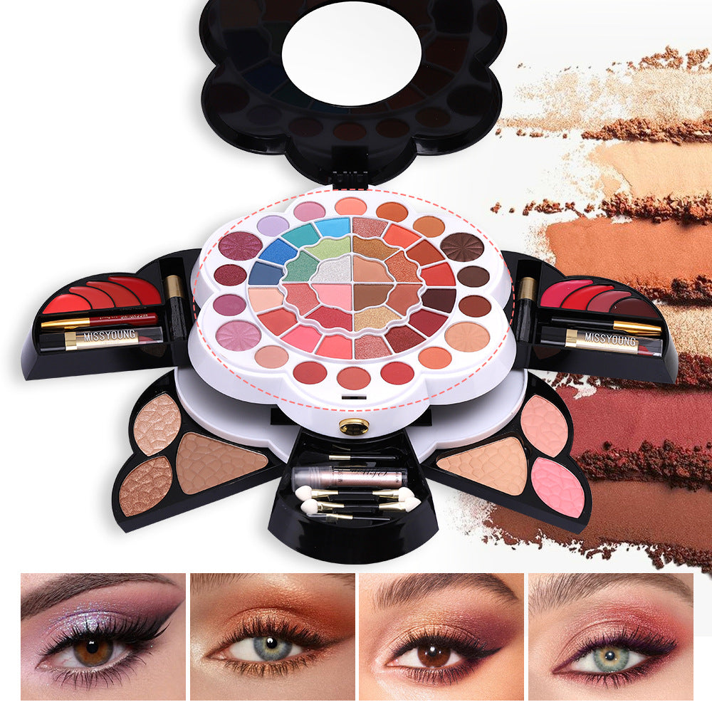 European and American Multi-Color Shimmer Matte Eye Shadow Blush High Gloss Lipstick Cosmetics Makeup Set