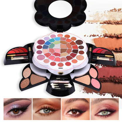European and American Multi-Color Shimmer Matte Eye Shadow Blush High Gloss Lipstick Cosmetics Makeup Set