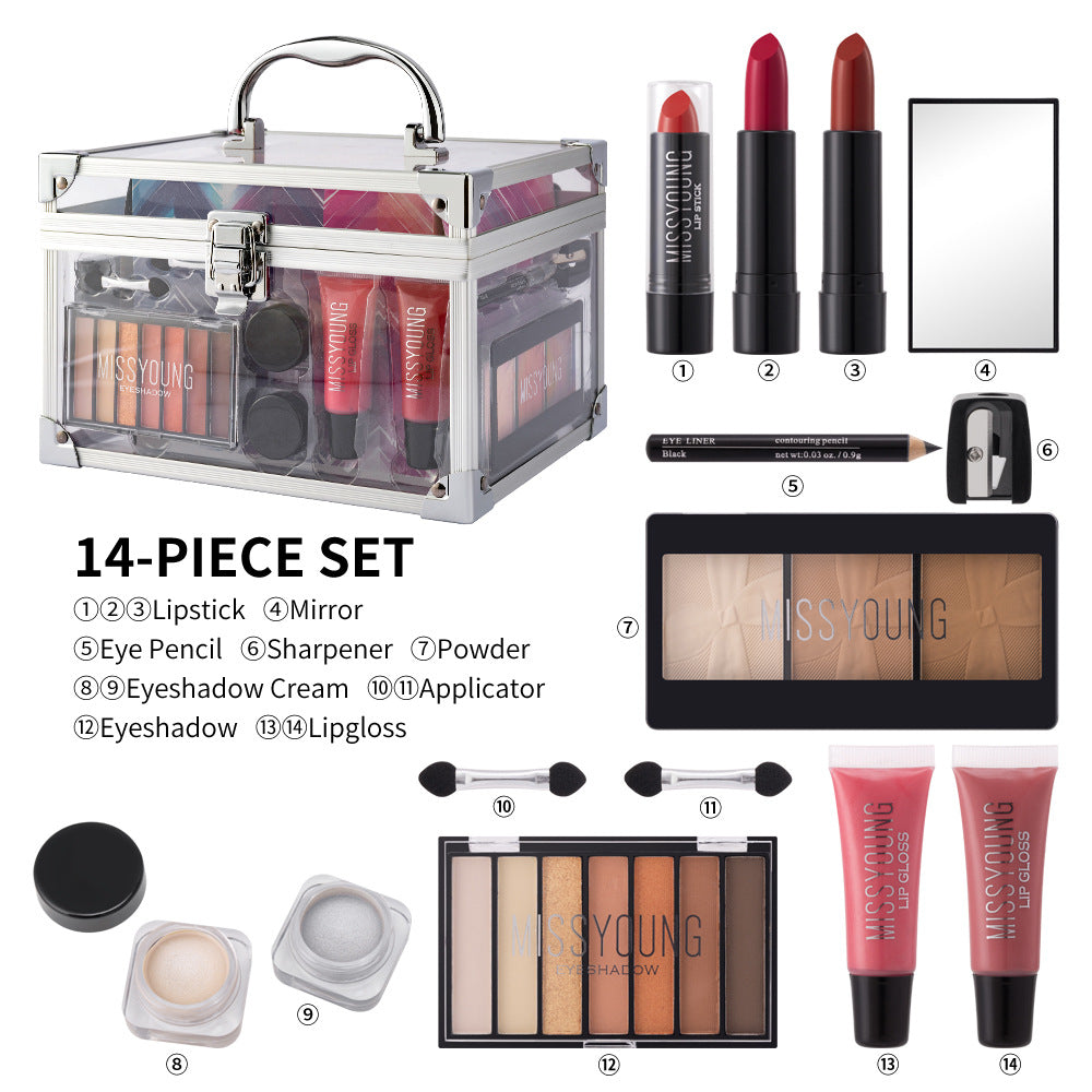 Bronzing Powder Integrated Multifunctional Cosmetic Case Lipstick Eyebrow Pencil Eye Shadow Combination Suit Makeup