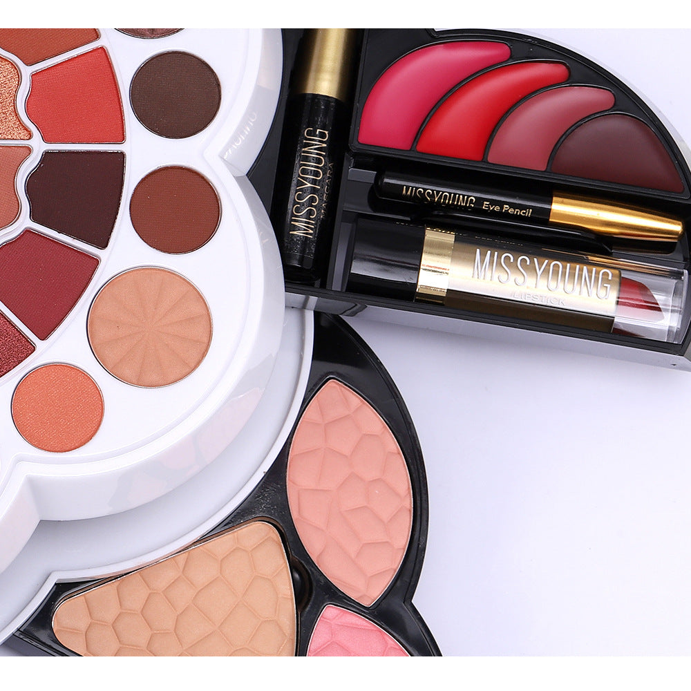 European and American Multi-Color Shimmer Matte Eye Shadow Blush High Gloss Lipstick Cosmetics Makeup Set